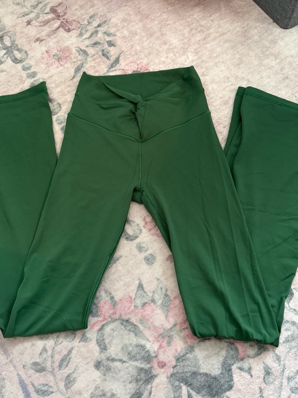 High-Waist Forest Green Leggings w/ Twist Front